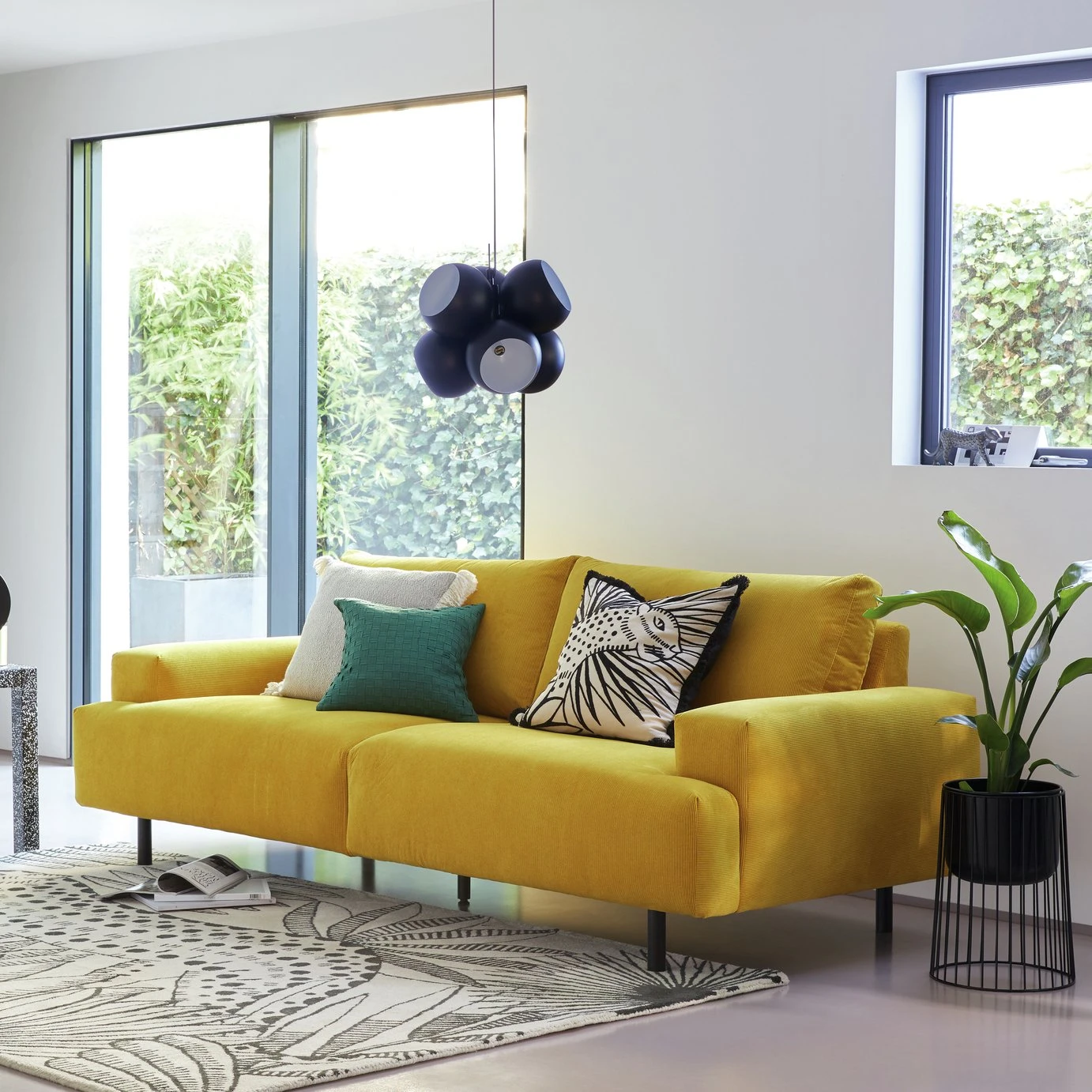 Habitat Julien Fabric 2 Seater Sofa - Yellow 2 Habitat Julien Fabric 2 Seater Sofa - Yellow - Image 2