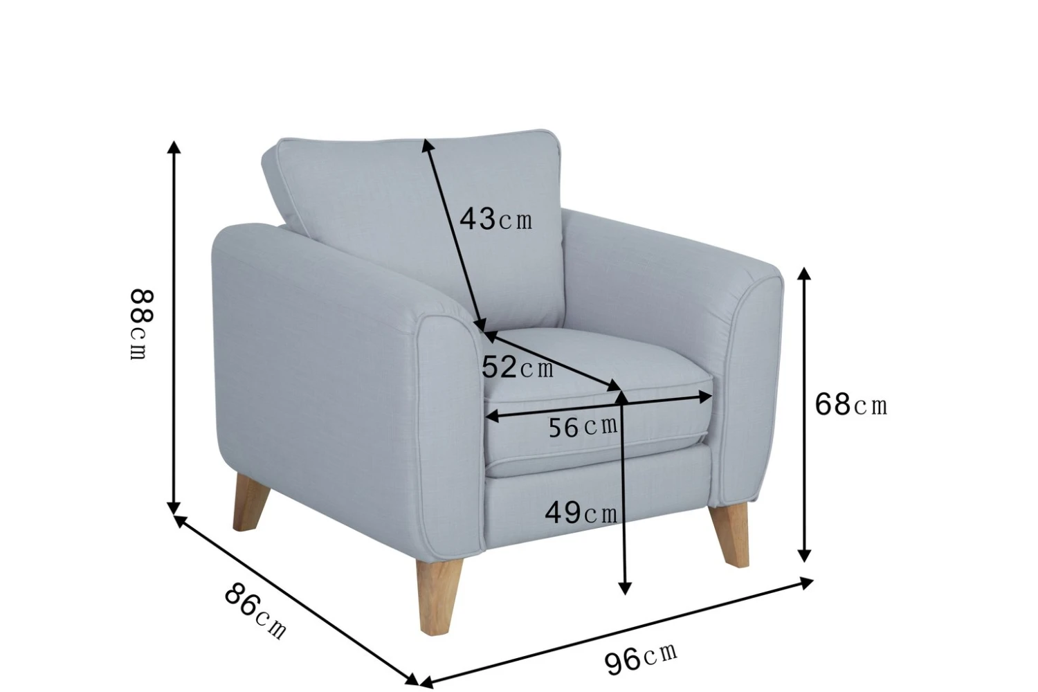 Habitat Cooper Fabric Armchair - Light Grey 2 Habitat Cooper Fabric Armchair - Light Grey - Image 2