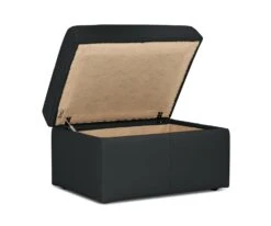 Habitat Gabe Leather Storage Footstool - Black -Habitat 8062284 R Z003A