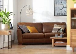 Habitat Milford Leather 4 Seater Sofa - Tan 9 Habitat Milford Leather 4 Seater Sofa - Tan -Habitat 8591250 R Z001C