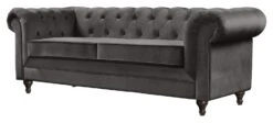 Habitat Chesterfield Velvet 3 Seater Sofa - Charcoal -Habitat 8722809 R Z002A