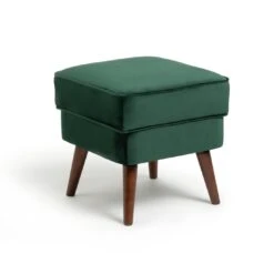 Habitat Callie Velvet Footstool - Forest Green -Habitat 8771441 R Z002A