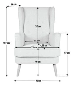 Habitat Callie Fabric Wingback Chair- Light Grey -Habitat 8884950 R E020