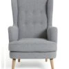 Habitat Callie Fabric Wingback Chair- Light Grey
