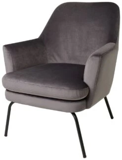Habitat Celine Velvet Accent Chair - Grey -Habitat 8887713 R Z004A