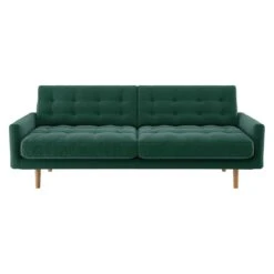 Habitat Fenner Velvet 3 Seater Sofa - Emerald