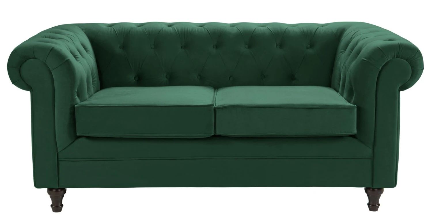 Habitat Chesterfield Velvet 2 Seater Sofa - Green 1 Habitat Chesterfield Velvet 2 Seater Sofa - Green