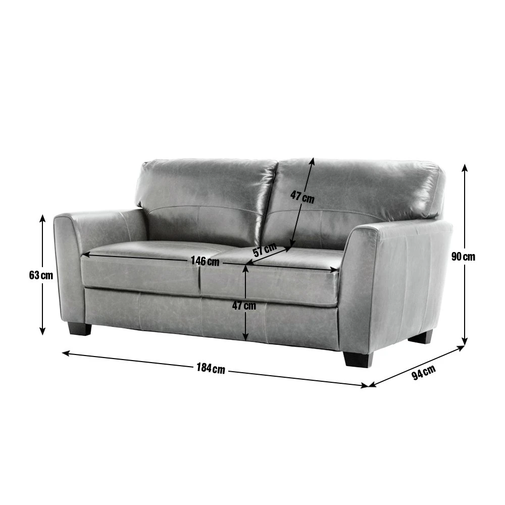 Habitat Milford Leather 3 Seater Sofa - Black 3 Habitat Milford Leather 3 Seater Sofa - Black - Image 3