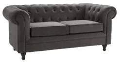 Habitat Chesterfield Velvet 2 Seater Sofa - Charcoal -Habitat 8935782 R Z004A