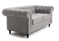 Habitat Chesterfield Velvet 2 Seater Sofa - Light Grey -Habitat 8954914 R Z004A
