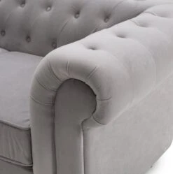 Habitat Chesterfield Velvet 2 Seater Sofa - Light Grey -Habitat 8954914 R Z006A