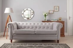 Habitat Chesterfield Velvet 3 Seater Sofa - Light Grey -Habitat 9112913 R Z001C