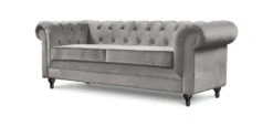 Habitat Chesterfield Velvet 3 Seater Sofa - Light Grey -Habitat 9112913 R Z002A