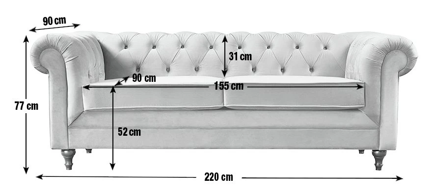 Habitat Chesterfield Velvet 3 Seater Sofa - Green 4 Habitat Chesterfield Velvet 3 Seater Sofa - Green - Image 4