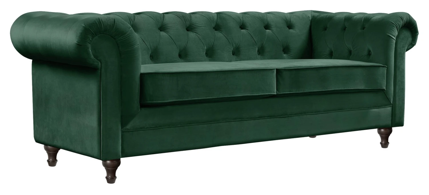 Habitat Chesterfield Velvet 3 Seater Sofa - Green 6 Habitat Chesterfield Velvet 3 Seater Sofa - Green - Image 6