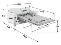 Habitat Lisbon Small Double Fabric Sofa Bed - Charcoal -Habitat 9198786 R E001
