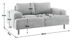 Habitat Julien Fabric 2 Seater Sofa - Dallas Grey -Habitat 9201958 R E020