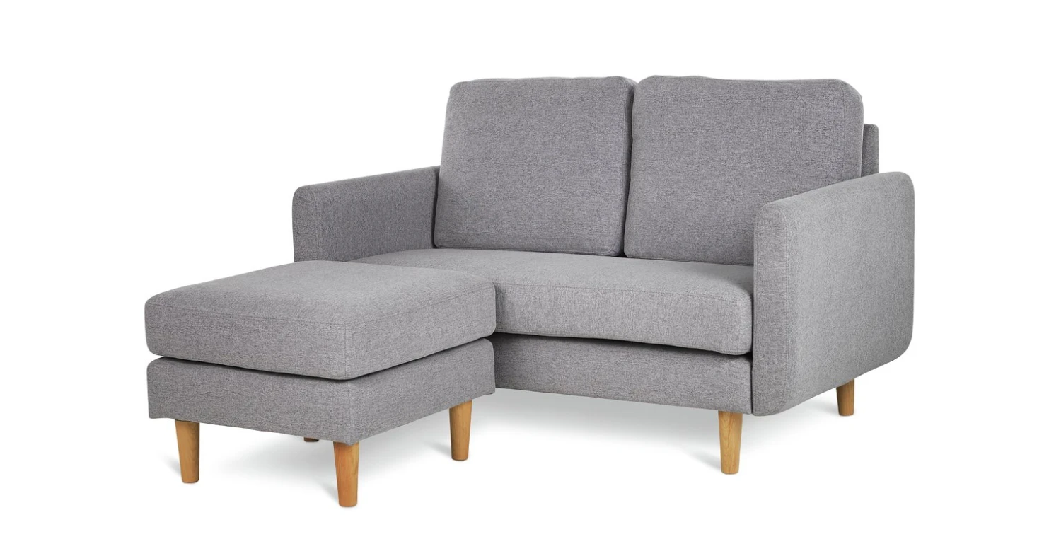 Habitat Remi Fabric 2 Seater Chaise Sofa In A Box-Light Grey 1 Habitat Remi Fabric 2 Seater Chaise Sofa In A Box-Light Grey