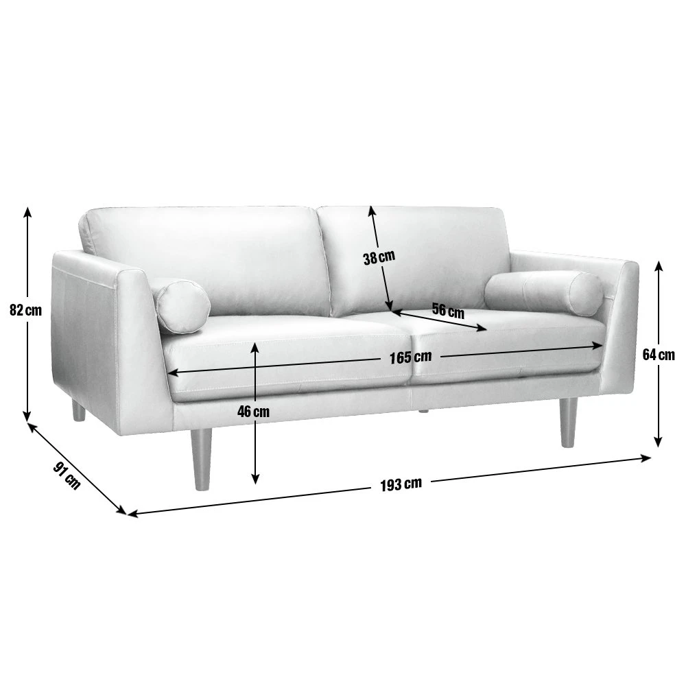 Habitat Jackson Leather 3 Seater Sofa - Grey 3 Habitat Jackson Leather 3 Seater Sofa - Grey - Image 3