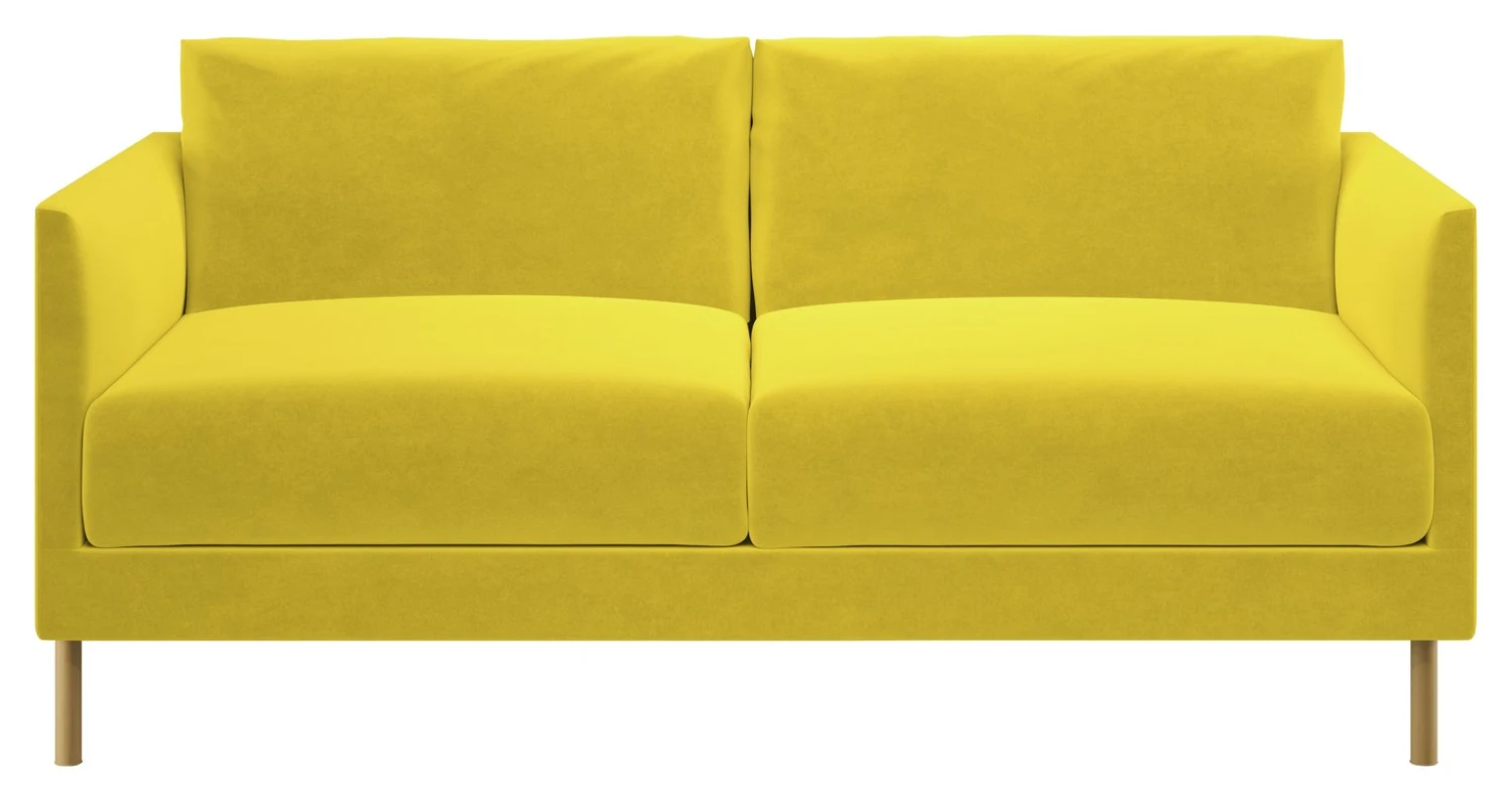 Habitat Hyde Velvet 2 Seater Sofa - Yellow 1 Habitat Hyde Velvet 2 Seater Sofa - Yellow