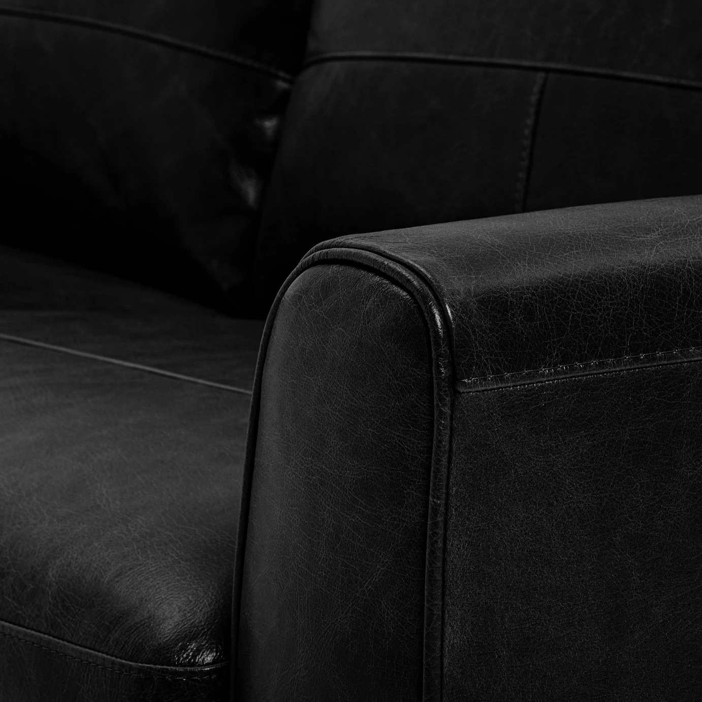 Habitat Milford Leather 4 Seater Sofa - Black 8 Habitat Milford Leather 4 Seater Sofa - Black - Image 8
