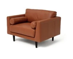 Habitat Jackson Leather Cuddle Chair - Tan -Habitat 9309939 R Z002A