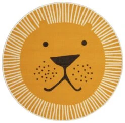 Habitat Kids Lion Face Circle Rug - Yellow - 100x100cm