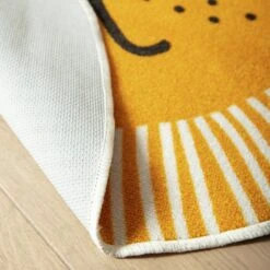 Habitat Kids Lion Face Circle Rug - Yellow - 100x100cm -Habitat 9338065 R Z003C