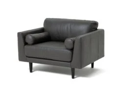 Habitat Jackson Leather Cuddle Chair - Grey -Habitat 9338113 R Z002A