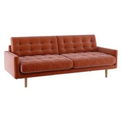 Habitat Fenner Velvet 3 Seater Sofa - Orange 11 Habitat Fenner Velvet 3 Seater Sofa - Orange -Habitat 9374232 R Z002A