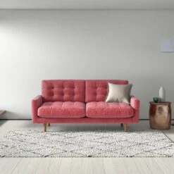 Habitat Fenner Velvet 2 Seater Sofa - Moss Green -Habitat 9381847 R Z002C