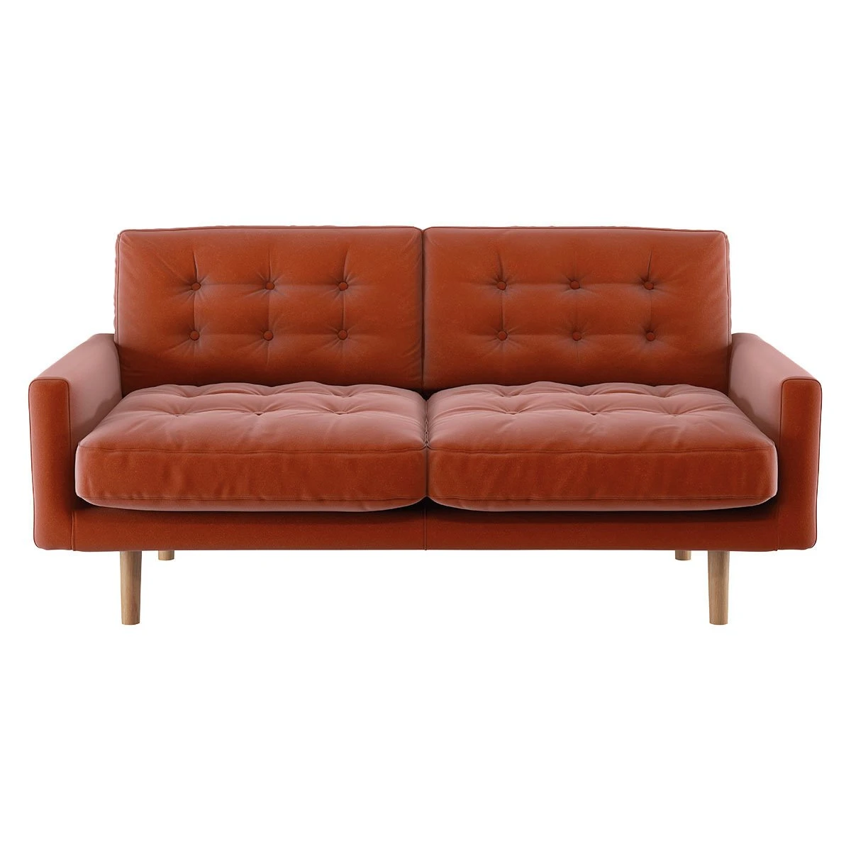 Habitat Fenner Velvet 2 Seater Sofa - Orange 1 Habitat Fenner Velvet 2 Seater Sofa - Orange