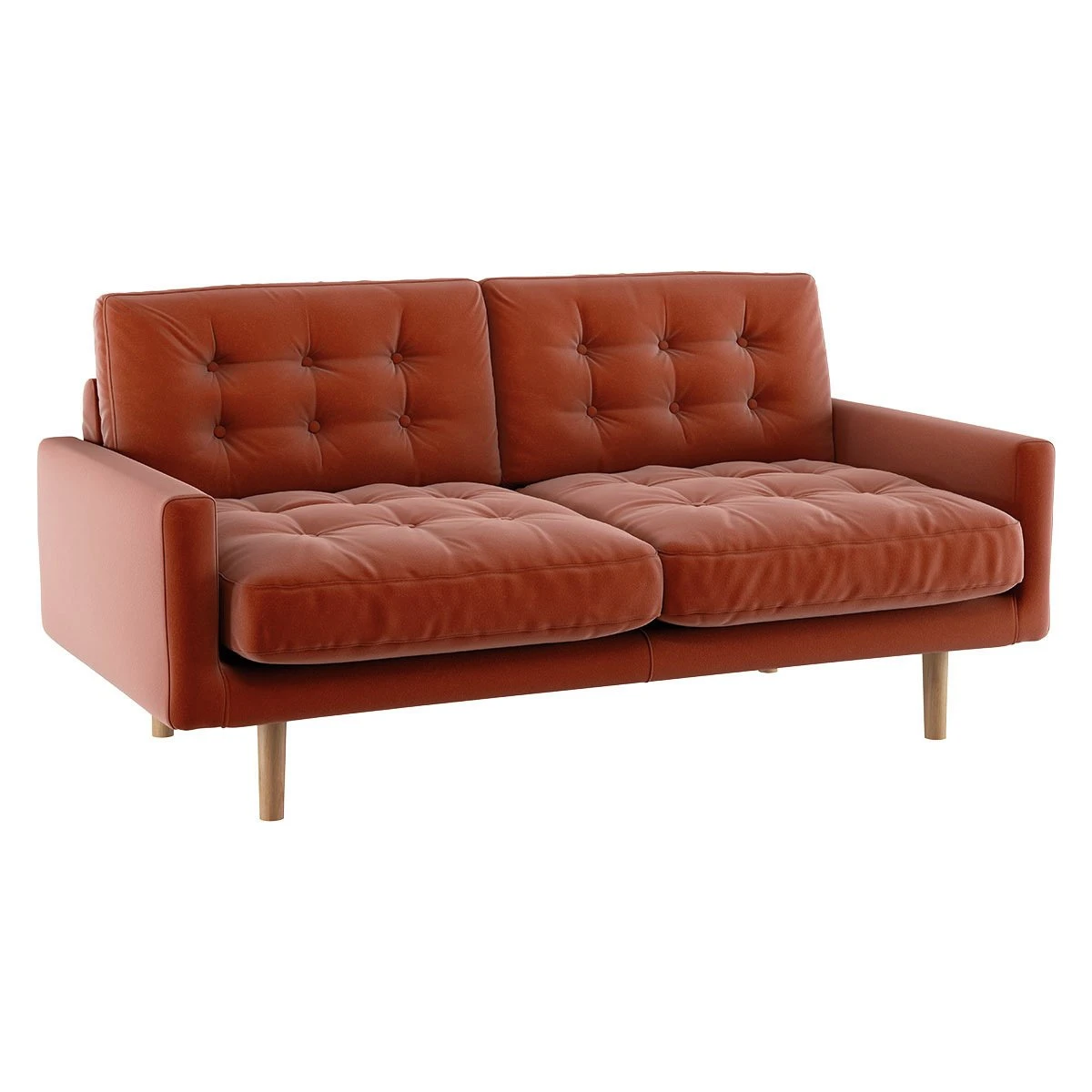 Habitat Fenner Velvet 2 Seater Sofa - Orange 4 Habitat Fenner Velvet 2 Seater Sofa - Orange - Image 4