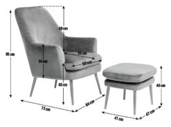 Habitat Celine Velvet Wingback Chair With Footstool-Charcoal 12 Habitat Celine Velvet Wingback Chair With Footstool-Charcoal -Habitat 9401019 R E001