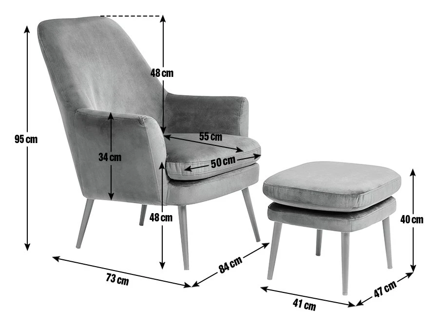 Habitat Celine Velvet Wingback Chair With Footstool-Charcoal 4 Habitat Celine Velvet Wingback Chair With Footstool-Charcoal - Image 4