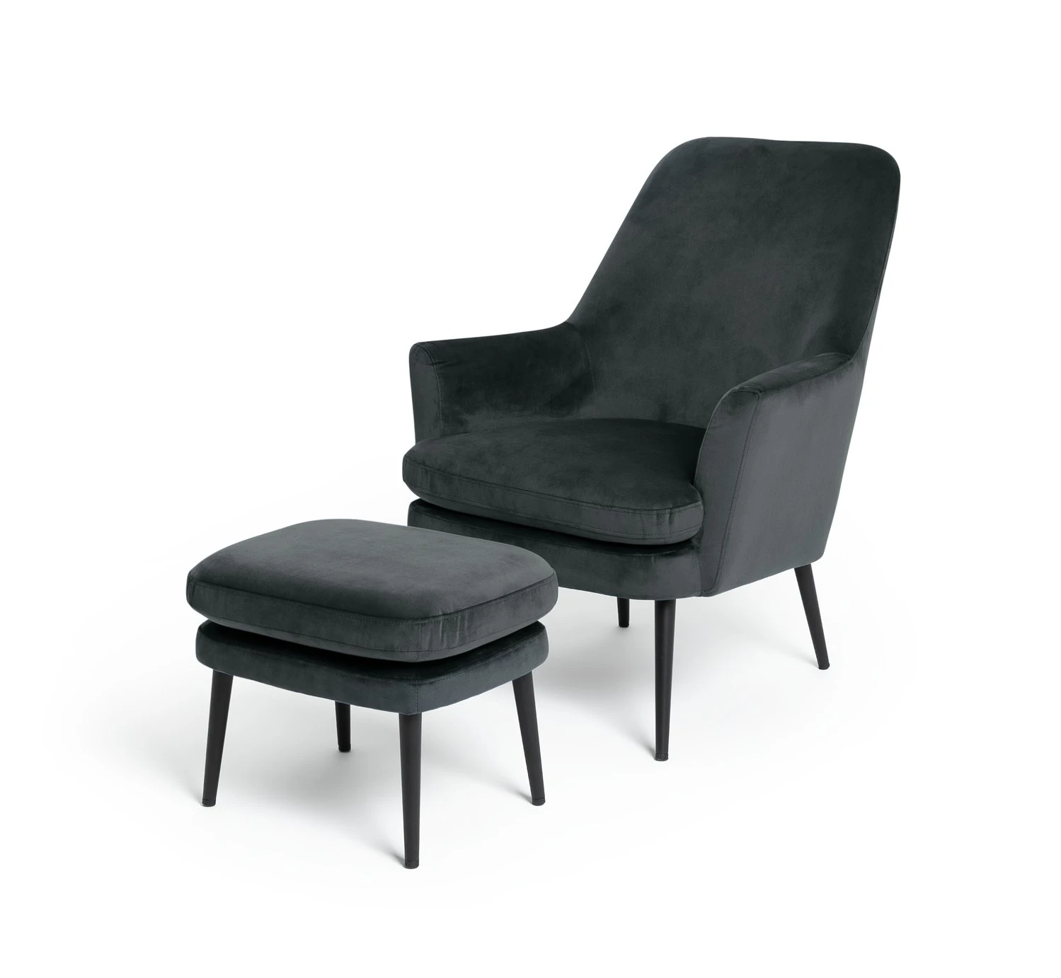 Habitat Celine Velvet Wingback Chair With Footstool-Charcoal 5 Habitat Celine Velvet Wingback Chair With Footstool-Charcoal - Image 5