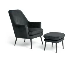 Habitat Celine Velvet Wingback Chair With Footstool-Charcoal 15 Habitat Celine Velvet Wingback Chair With Footstool-Charcoal -Habitat 9401019 R Z004A
