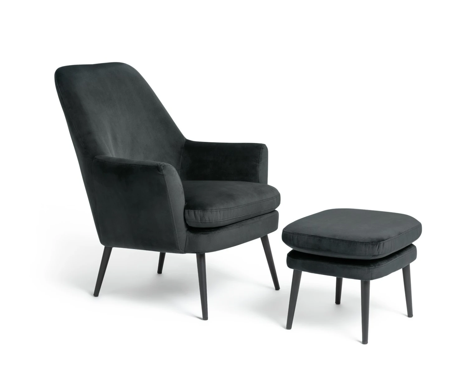 Habitat Celine Velvet Wingback Chair With Footstool-Charcoal 7 Habitat Celine Velvet Wingback Chair With Footstool-Charcoal - Image 7