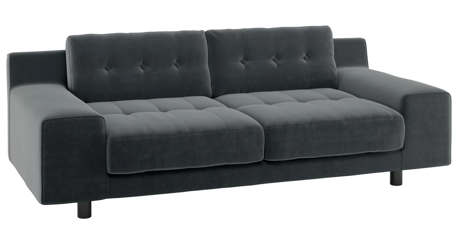 Habitat Hendricks Velvet 3 Seater Sofa - Dark Grey 7 Habitat Hendricks Velvet 3 Seater Sofa - Dark Grey - Image 7