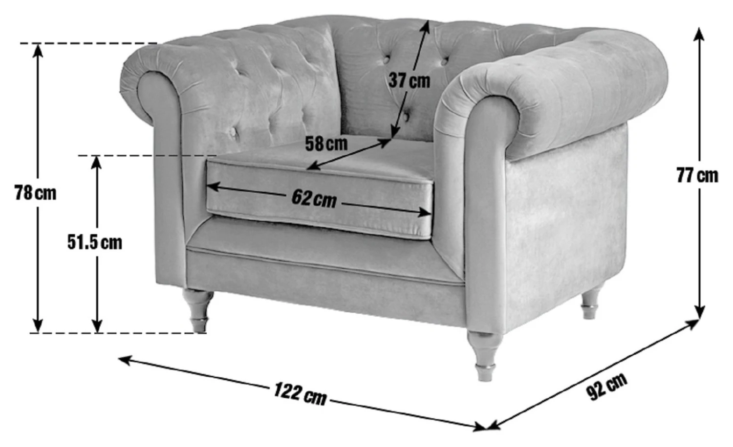 Habitat Chesterfield Velvet Armchair - Blue 4 Habitat Chesterfield Velvet Armchair - Blue - Image 4