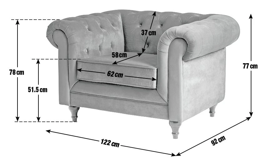 Habitat Chesterfield Velvet Armchair - Blue 10 Habitat Chesterfield Velvet Armchair - Blue - Image 10