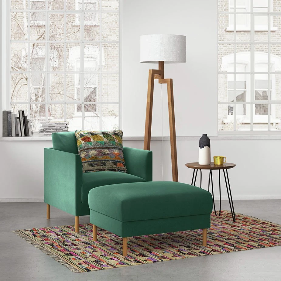 Habitat Hyde Velvet Armchair - Yellow 2 Habitat Hyde Velvet Armchair - Yellow - Image 2