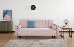 Habitat Preston Clic Clac Velvet Sofa Bed - Pink 32 Habitat Preston Clic Clac Velvet Sofa Bed - Pink -Habitat 9478255 R Z003C