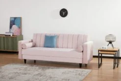 Habitat Preston Clic Clac Velvet Sofa Bed - Pink 33 Habitat Preston Clic Clac Velvet Sofa Bed - Pink -Habitat 9478255 R Z004C