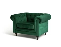 Habitat Chesterfield Velvet Armchair - Green 11 Habitat Chesterfield Velvet Armchair - Green -Habitat 9491641 R Z002A