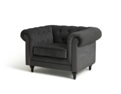 Habitat Chesterfield Velvet Armchair - Charcoal -Habitat 9522929 R Z002A