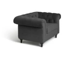 Habitat Chesterfield Velvet Armchair - Charcoal -Habitat 9522929 R Z004A