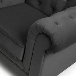 Habitat Chesterfield Velvet Armchair - Charcoal -Habitat 9522929 R Z006A