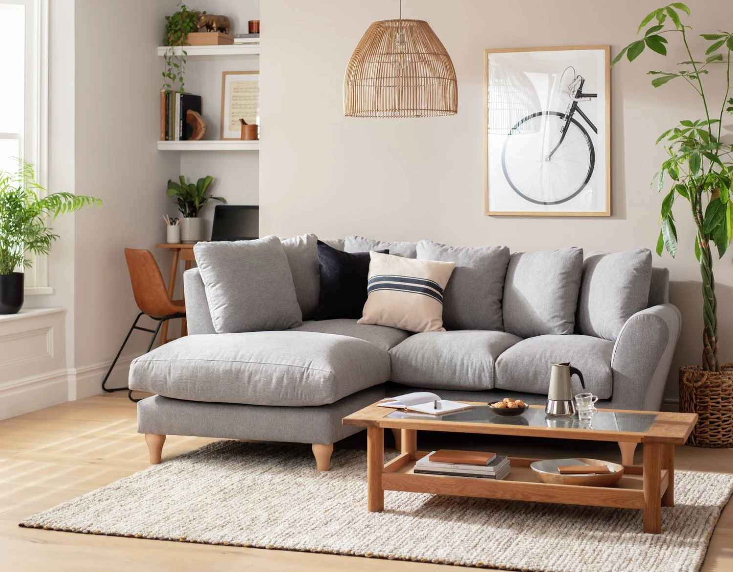 Habitat Carrie Fabric Left Hand Corner Chaise Sofa - Grey 2 Habitat Carrie Fabric Left Hand Corner Chaise Sofa - Grey - Image 2