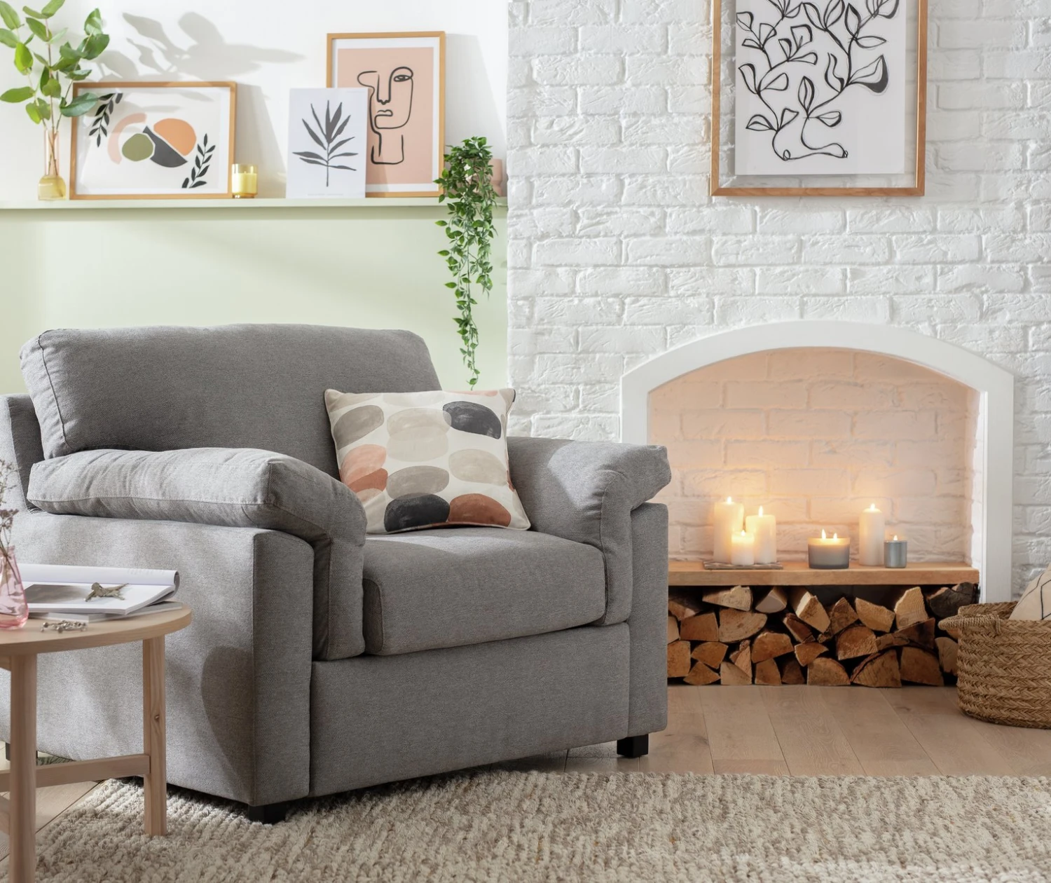 Habitat Florence Fabric Armchair - Grey 2 Habitat Florence Fabric Armchair - Grey - Image 2